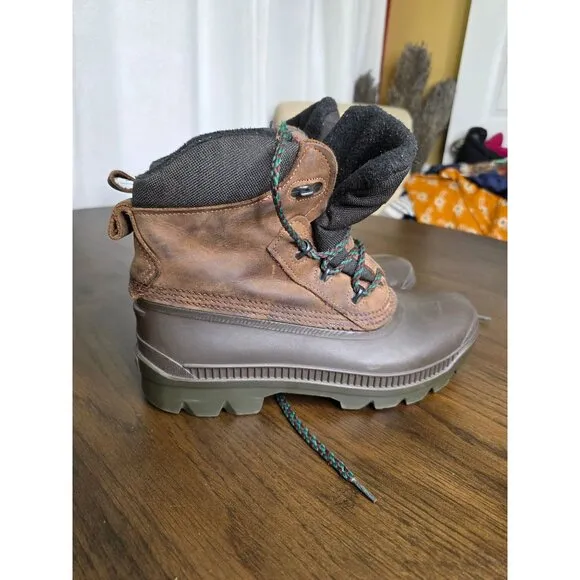 SOREL Winter Boots Mens Size 9 Brown KAUFMAN Ice Pac Leather Warm Canada