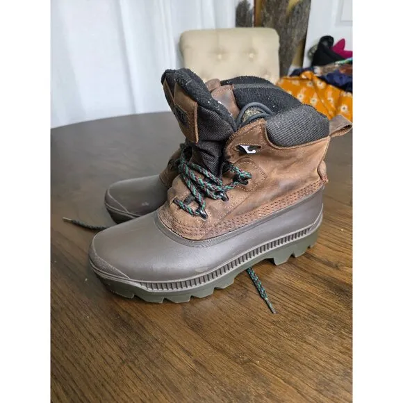 SOREL Winter Boots Mens Size 9 Brown KAUFMAN Ice Pac Leather Warm Canada
