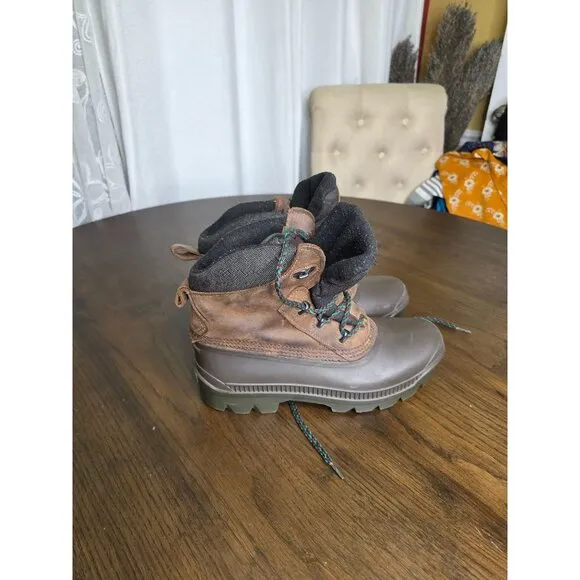 SOREL Winter Boots Mens Size 9 Brown KAUFMAN Ice Pac Leather Warm Canada
