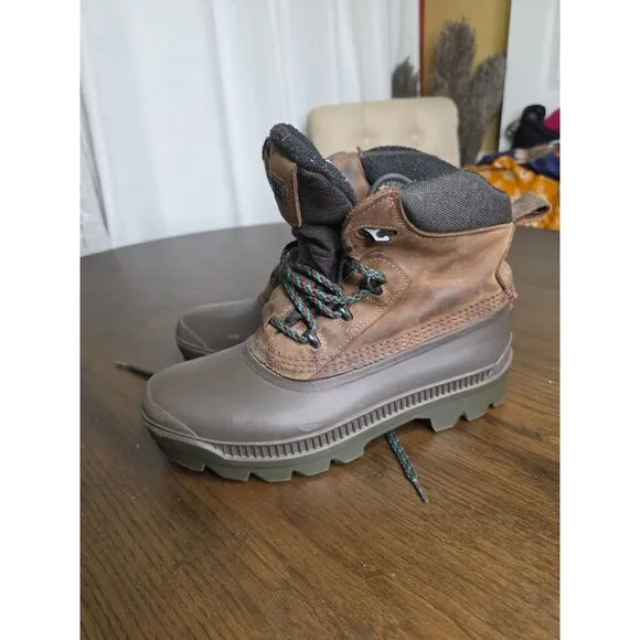 SOREL Winter Boots Mens Size 9 Brown KAUFMAN Ice Pac Leather Warm Canada