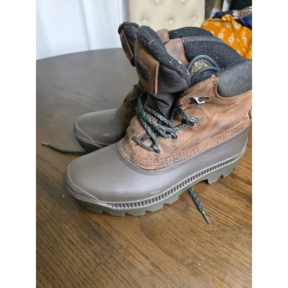 SOREL Winter Boots Mens Size 9 Brown KAUFMAN Ice Pac Leather Warm Canada