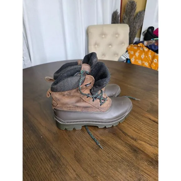 SOREL Winter Boots Mens Size 9 Brown KAUFMAN Ice Pac Leather Warm Canada