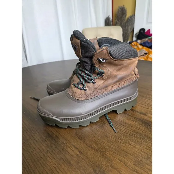 SOREL Winter Boots Mens Size 9 Brown KAUFMAN Ice Pac Leather Warm Canada