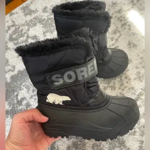 Sorel Winter Boots Toddler Unisex Snow Commander Waterproof Black Size 11 new