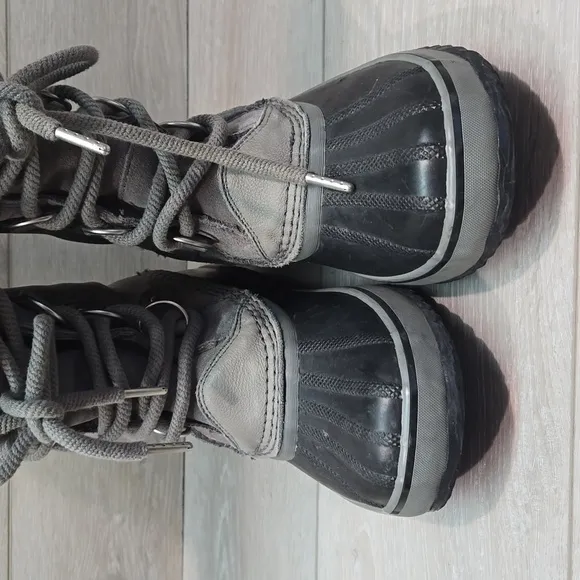 Sorel Women Tall Leather Insulated Fur Duck Boots shoes sz 7