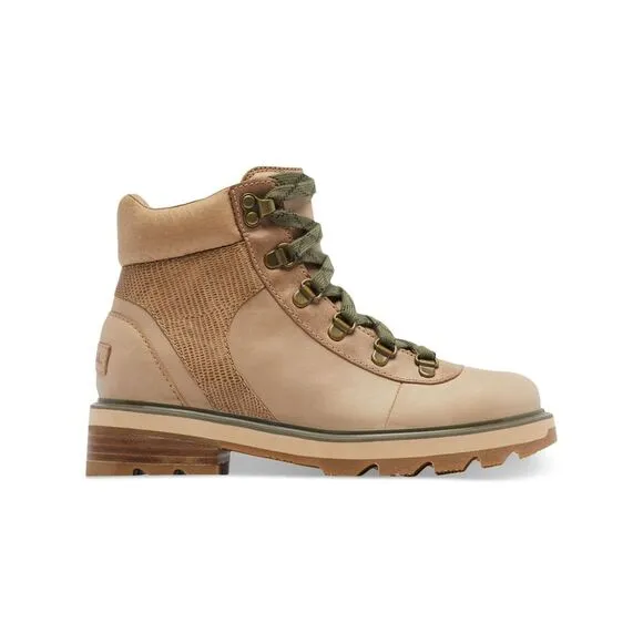 SOREL Womens Beige 1&quot; Platform Lennox Toe Block Heel Leather Hiking Boots 11