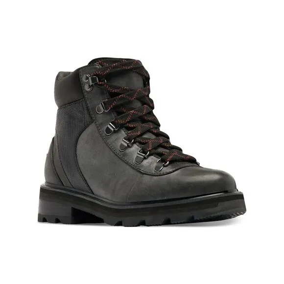 SOREL Womens Black 1&quot; Platform Lennox Toe Block Heel Leather Hiking Boots 7.5