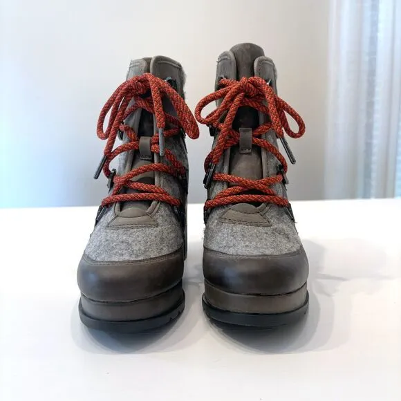 Sorel Women's Blake Waterproof Lace-Up Gray‎ Leather Booties Hiking Boots US 7.5