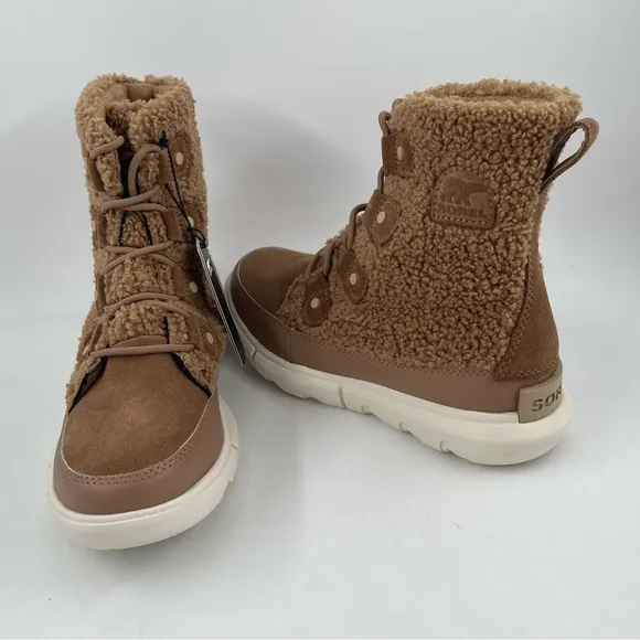 Sorel Women’s Explorer II Joan Cozy - Size 6 - Dk. Tan White Sherpa Boots