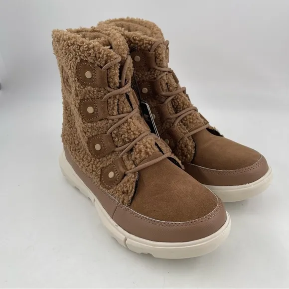 Sorel Women’s Explorer II Joan Cozy - Size 6 - Dk. Tan White Sherpa Boots
