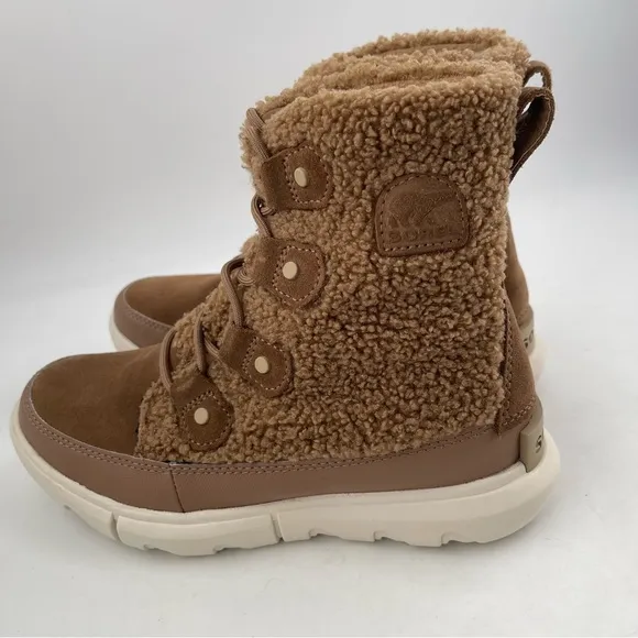 Sorel Women’s Explorer II Joan Cozy - Size 6 - Dk. Tan White Sherpa Boots