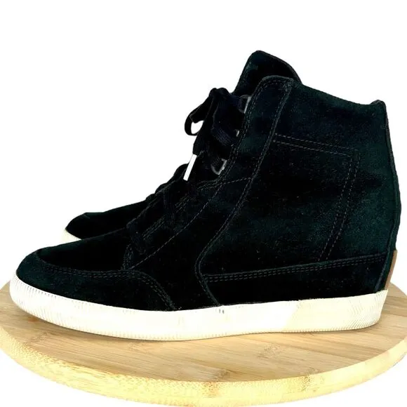 SOREL Women's Out N About Wedge II Black/Sea Salt Sneaker Waterproof Boots Sz 11