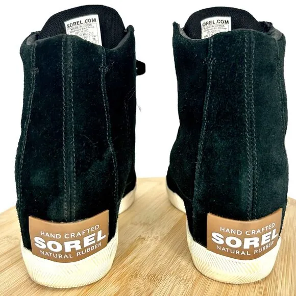 SOREL Women's Out N About Wedge II Black/Sea Salt Sneaker Waterproof Boots Sz 11