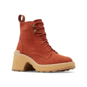 SOREL Womens Red Back Pull-Tab Hi-line Toe Block Heel Leather Combat Boots 5
