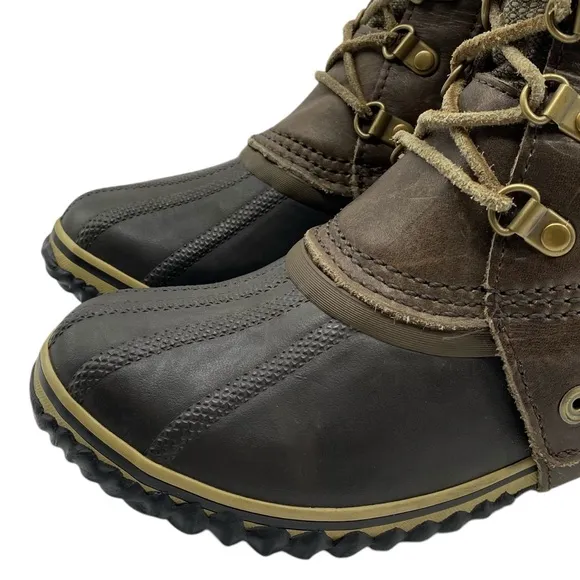 Sorel Womens Shoes Conquest Carly Winter Boots 6 Brown Leather Tall Waterproof