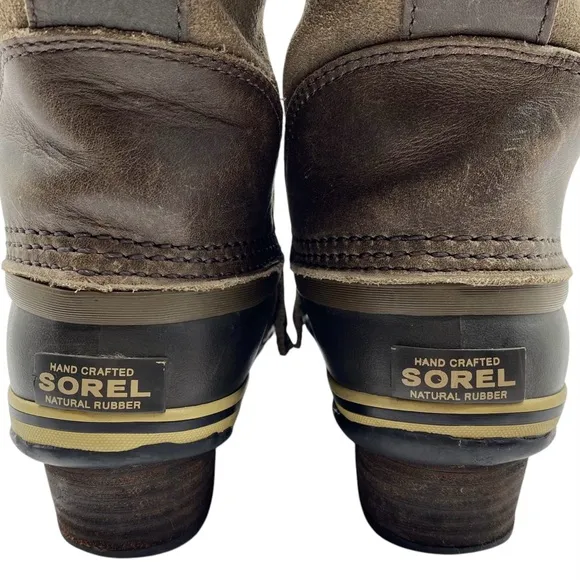 Sorel Womens Shoes Conquest Carly Winter Boots 6 Brown Leather Tall Waterproof
