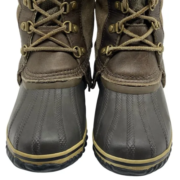 Sorel Womens Shoes Conquest Carly Winter Boots 6 Brown Leather Tall Waterproof