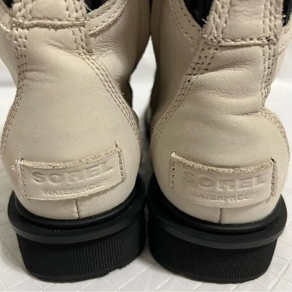 Sorel Phoenix Leather Lace Up Combat Boot in Fawn White Waterproof Gorpcore 6.5