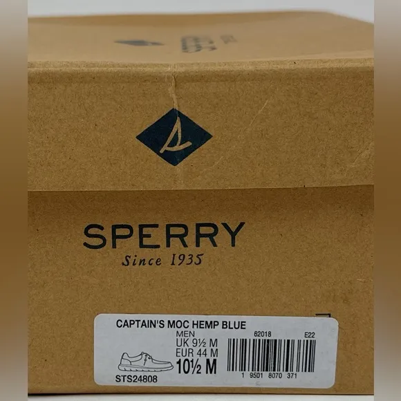 Sperry Top-Sider Captains Moc Hemp Mens Medium Width Blue Slip On Shoes Sneakers