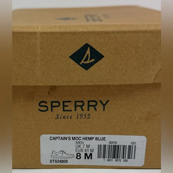Sperry Top-Sider Captains Moc Hemp Mens Medium Width Blue Slip On Shoes Sneakers