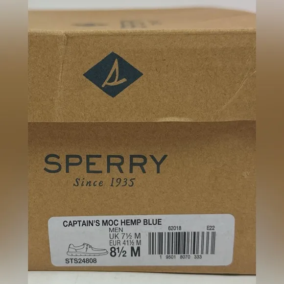 Sperry Top-Sider Captains Moc Hemp Mens Medium Width Blue Slip On Shoes Sneakers