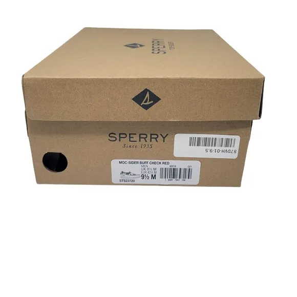 Sperry Top Sider Mens size 9.5 Slip On Shoes Moc Sider Red Plaid Wool New in Box