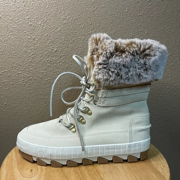 Sperry Torrent Faux Fur Memory Foam Ivory Snow Waterproof Boots Women’s 8