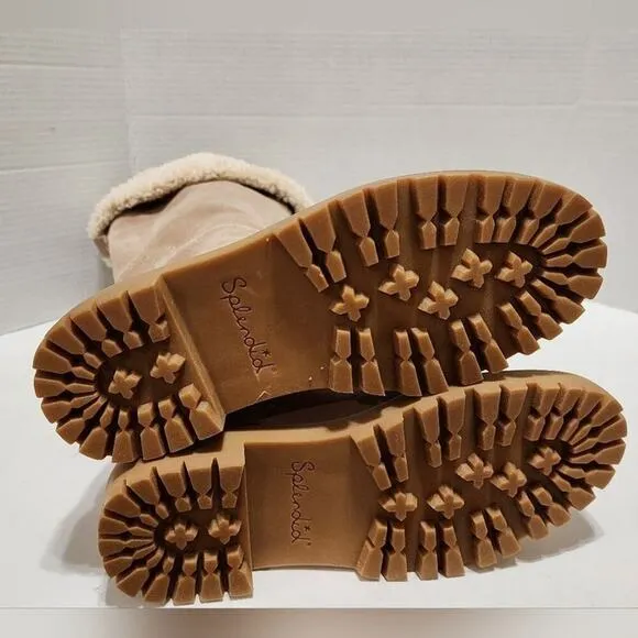 Splendid Antonia Sherpa fur trimmed warm sand leather boots Women's size 7.5 new