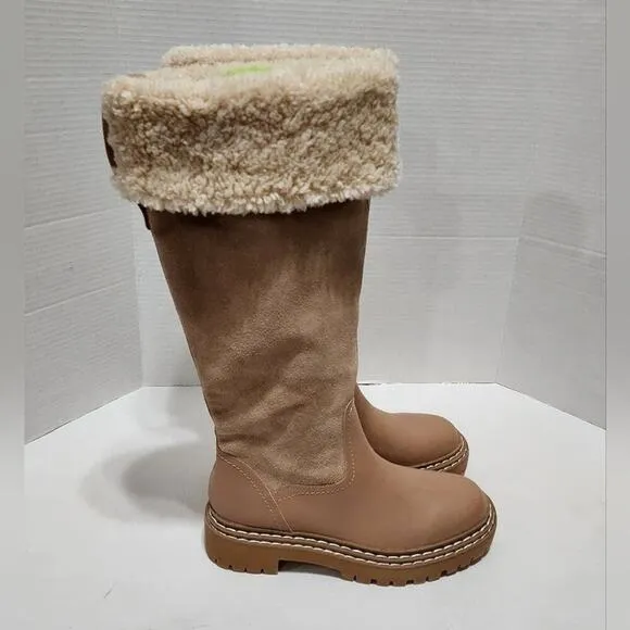 Splendid Antonia Sherpa fur trimmed warm sand leather boots Women's size 7.5 new