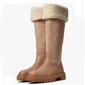 Splendid Antonia Sherpa fur trimmed warm sand leather boots Women's size 7.5 new