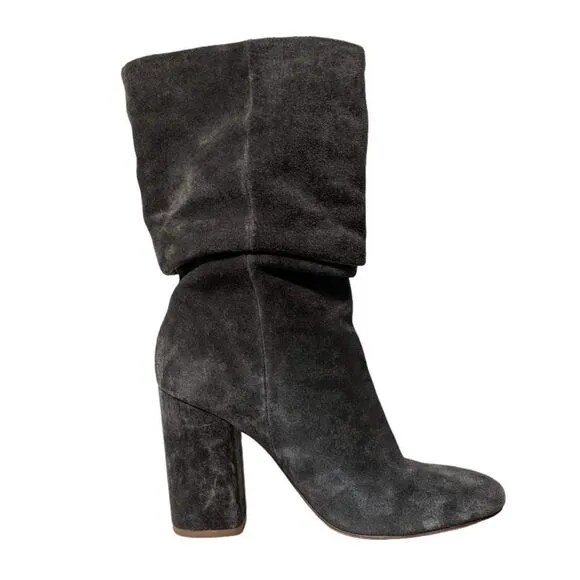 SPLENDID Phyllis Gray Suede Leather Mid-Calf High Heel Boots 7.5