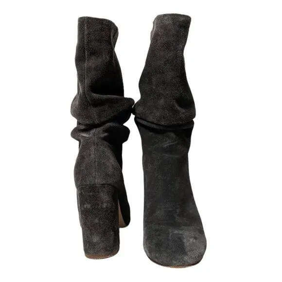 SPLENDID Phyllis Gray Suede Leather Mid-Calf High Heel Boots 7.5