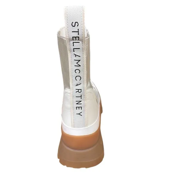 Stella McCartney Women's Trace Chelsea Boots Cream Size 37 Chunky Sole
