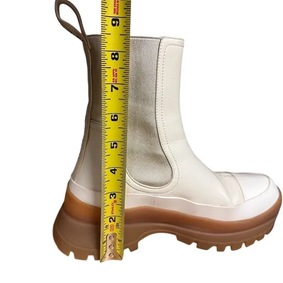 Stella McCartney Women's Trace Chelsea Boots Cream Size 37 Chunky Sole
