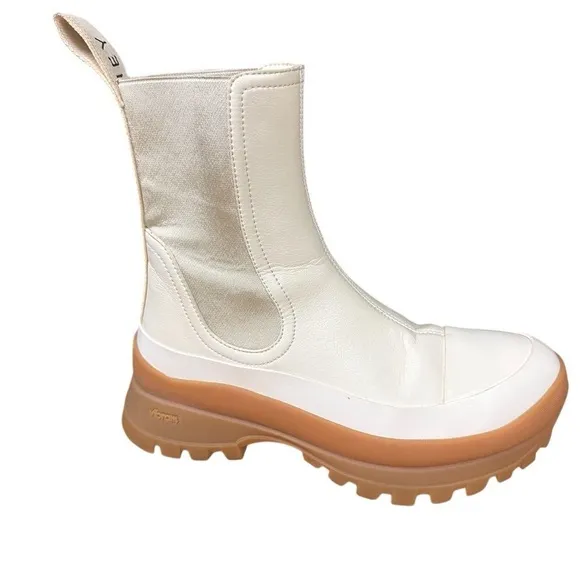 Stella McCartney Women's Trace Chelsea Boots Cream Size 37 Chunky Sole