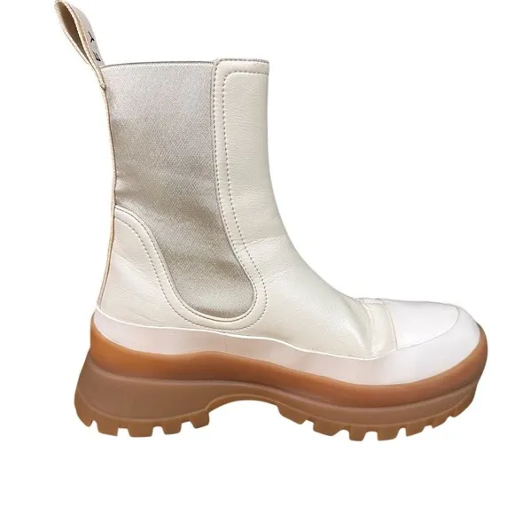 Stella McCartney Women's Trace Chelsea Boots Cream Size 37 Chunky Sole