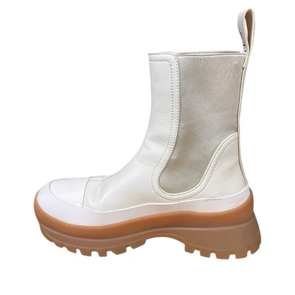 Stella McCartney Women's Trace Chelsea Boots Cream Size 37 Chunky Sole