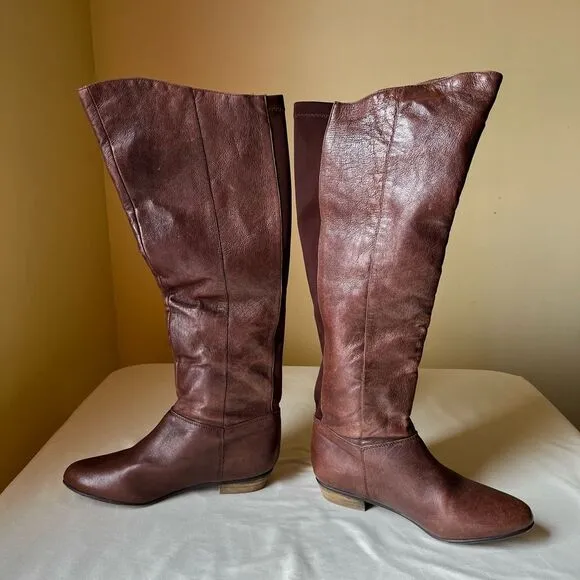 Steve Madden Creation Over the Knee Riding Boots Brown Leather Women's 7
