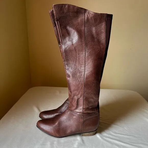 Steve Madden Creation Over the Knee Riding Boots Brown Leather Women's 7