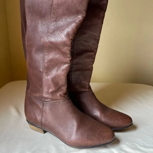 Steve Madden Creation Over the Knee Riding Boots Brown Leather Women's 7
