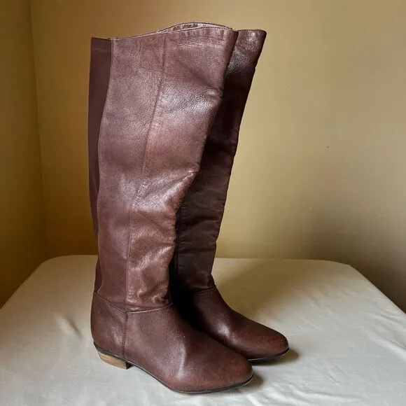 Steve Madden Creation Over the Knee Riding Boots Brown Leather Women's 7