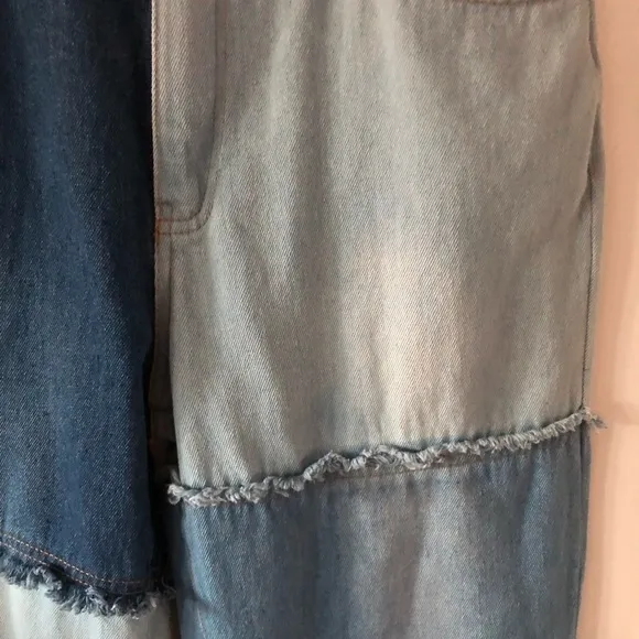 Steve Madden Kylie Patchwork Jeans NEW high waist straight raw hem size 29