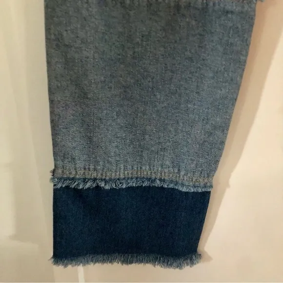 Steve Madden Kylie Patchwork Jeans NEW high waist straight raw hem size 29
