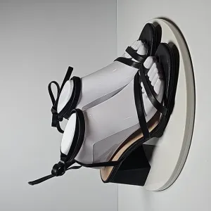 Steve Madden Mylah Sandals Block Heels Ankle Strap Slingback Leather Black 9.5