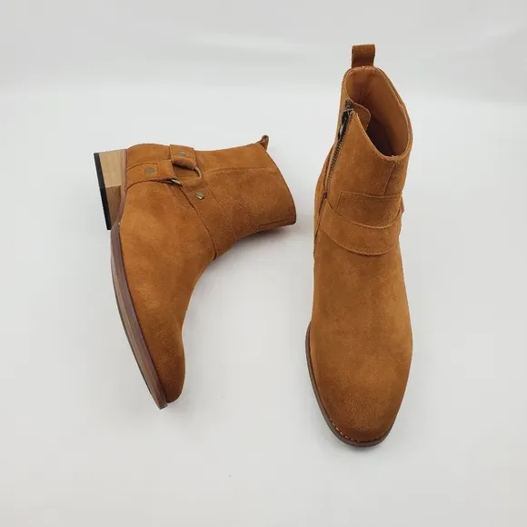 Steve Madden Palazo Mens Tan/ Brown Suede Zipper Casual Dress Boots