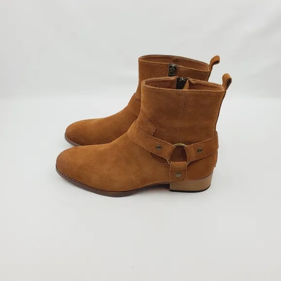 Steve Madden Palazo Mens Tan/ Brown Suede Zipper Casual Dress Boots