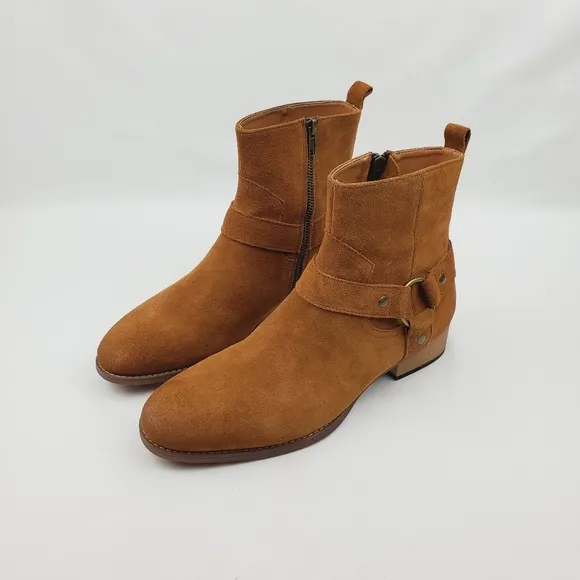 Steve Madden Palazo Mens Tan/ Brown Suede Zipper Casual Dress Boots