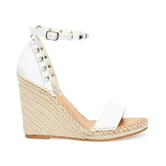 Steven New York Steve Madden McKenna White Espadrille Wedge Sandals Size 10