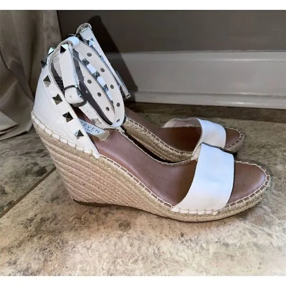 Steven New York Steve Madden McKenna White Espadrille Wedge Sandals Size 10