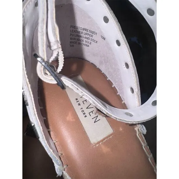 Steven New York Steve Madden McKenna White Espadrille Wedge Sandals Size 10
